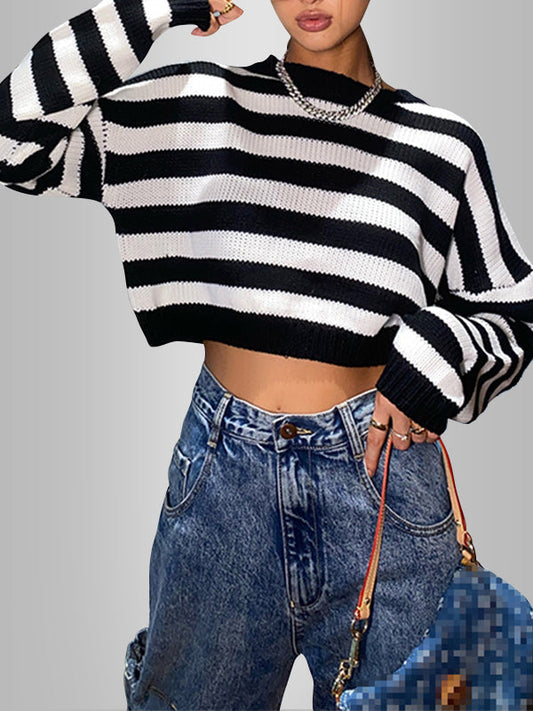 Striped Cropped Sweater 