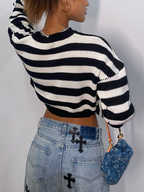 Striped Cropped Sweater 