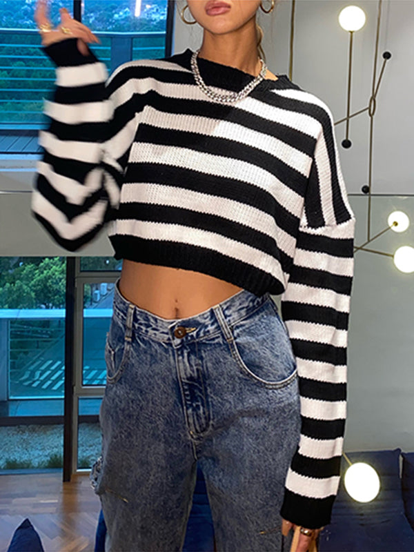 Striped Cropped Sweater 