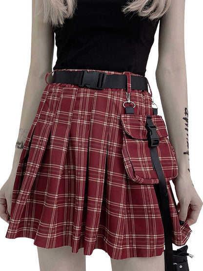 Dark Pocket Belt Punk Skirts 