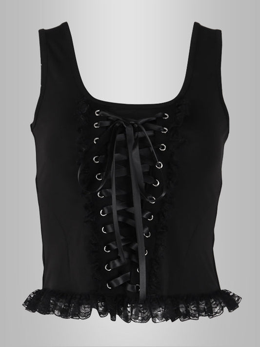 Dark Gothic Lace Up Top 