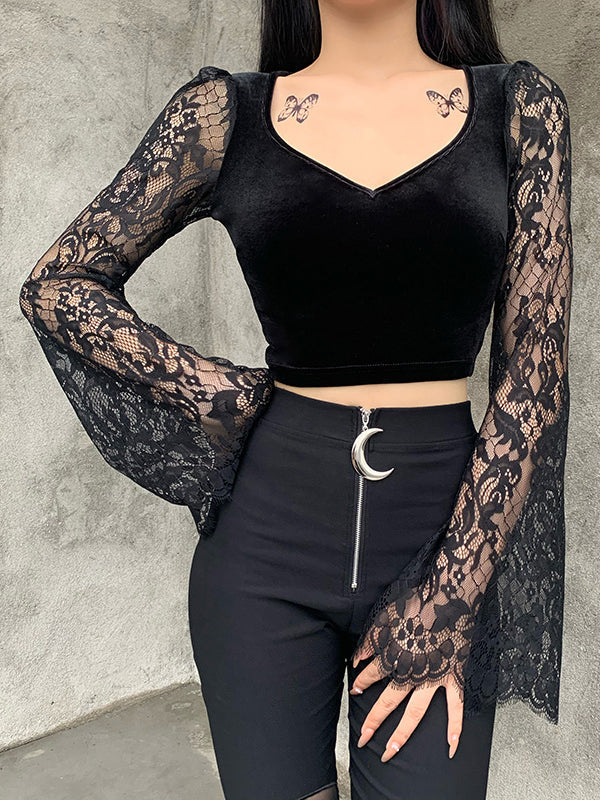 Lace Long Sleeve Gothic Top 