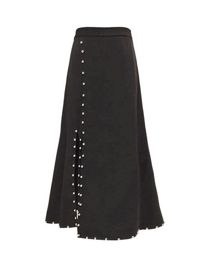 Rivet Split Design Long Skirt 