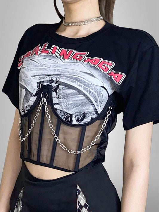 Vintage Chain Mesh Crop Top 