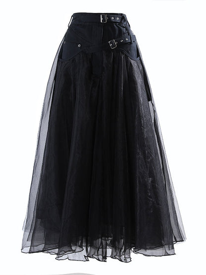 Dark Chiffon Patchwork Skirt 