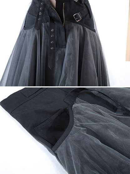 Dark Chiffon Patchwork Skirt 