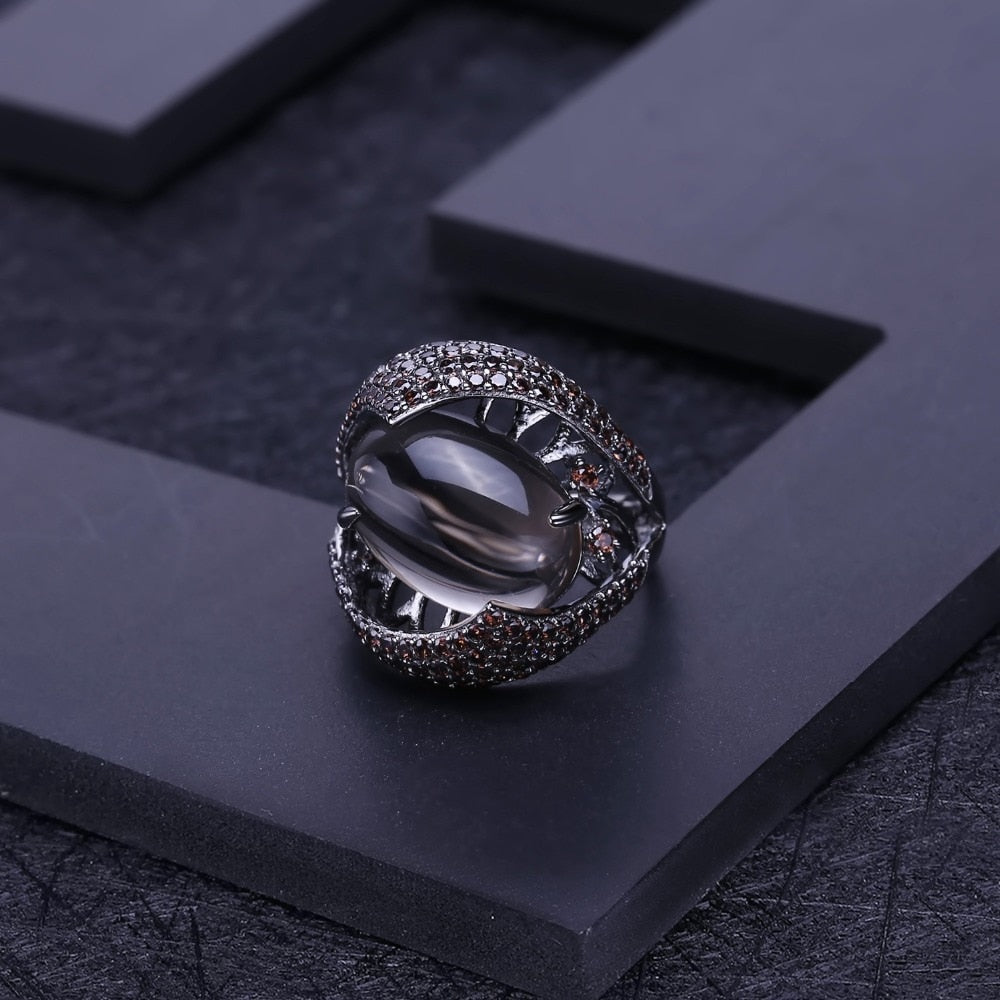 Gothic Sterling Silver Smoky Quartz Ring
