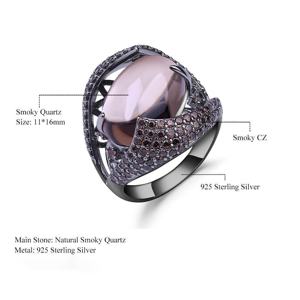Gothic Sterling Silver Smoky Quartz Ring