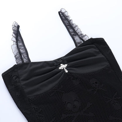 Witchy Clothing Skull Graphic Black Mini Dress Gothic Clothing