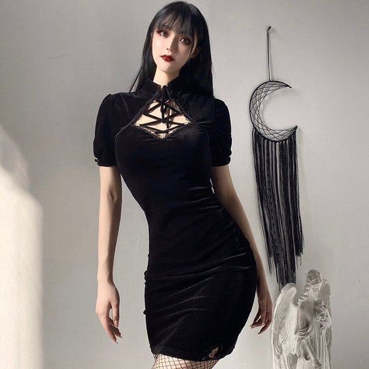 Witchy Clothing Short Sleeve Mini Dress Gothic Clothing