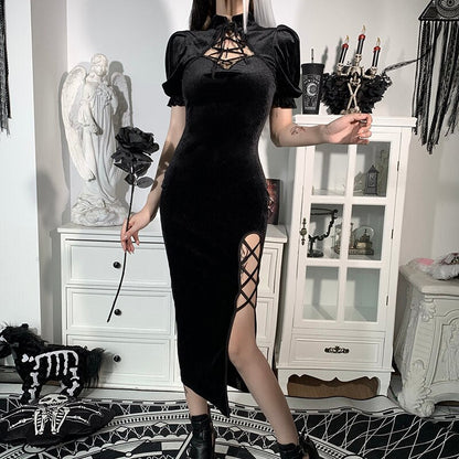 Witchy Clothing Elegant Slit Dress Gothic Clothing