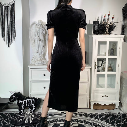 Witchy Clothing Elegant Slit Dress Gothic Clothing