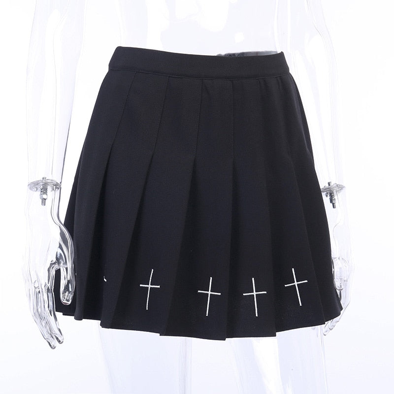 Witchy Clothing Gothic Streetwear Cross Print Skirt Gothic Clothing