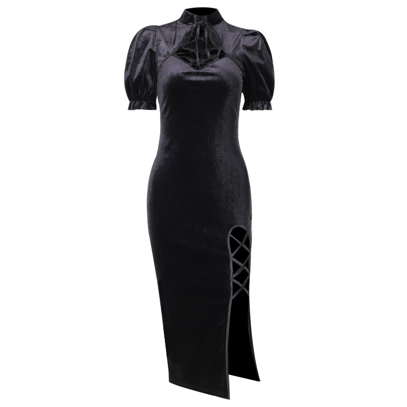 Witchy Clothing Elegant Slit Dress Gothic Clothing