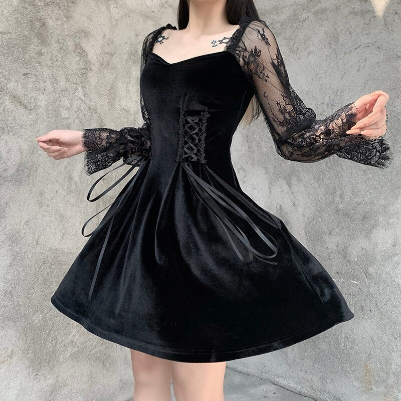 Witchy Clothing Gothic Line Mini Dress Gothic Clothing