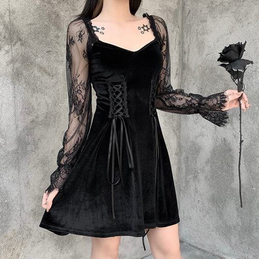 Witchy Clothing Gothic Lolita Bandage Black Dress Gothic Clothing