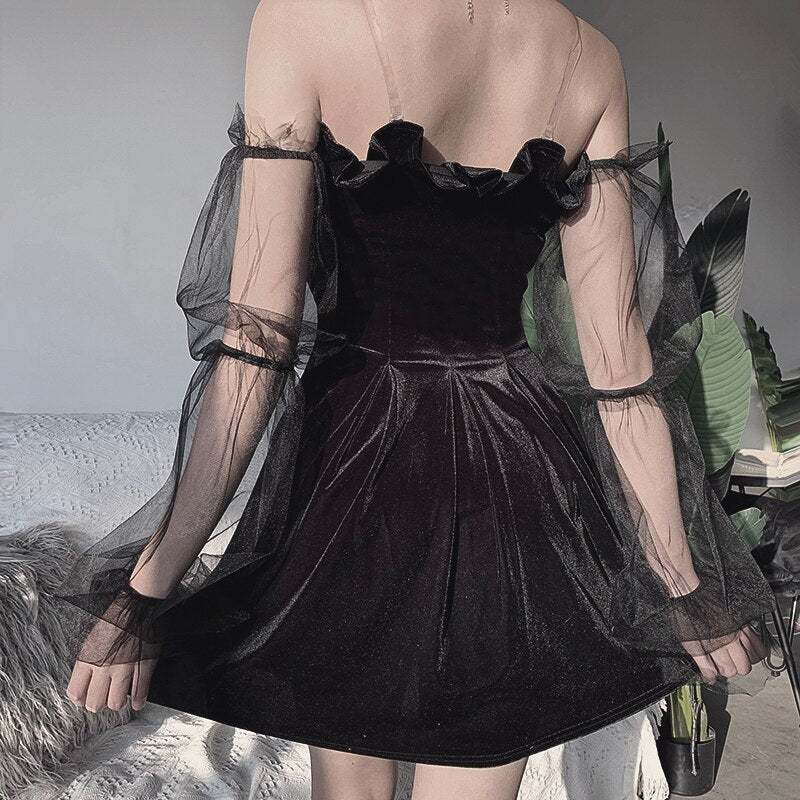 Witchy Clothing Gothic Off Shoulder Vintage Dress Gothic Clothing