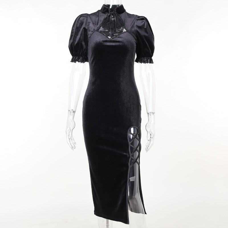 Witchy Clothing Elegant Slit Dress Gothic Clothing