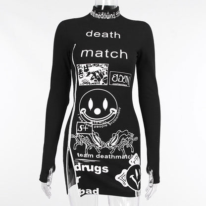 Witchy Clothing Punk Letter Emo Print Dress Gothic Clothing