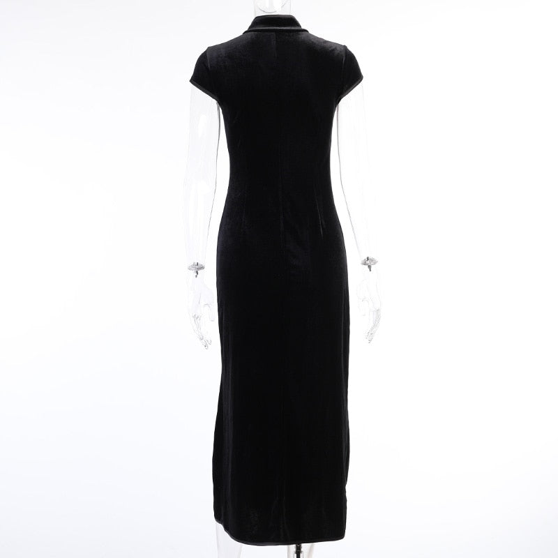 Witchy Clothing Retro Cheongsam Black Dress Gothic Clothing