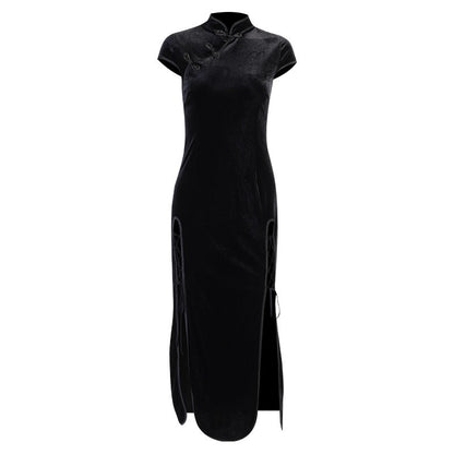 Witchy Clothing Retro Cheongsam Black Dress Gothic Clothing