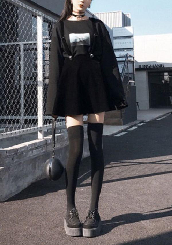 Harajuku Velvet Punk Love Clip Strap Skirt 
