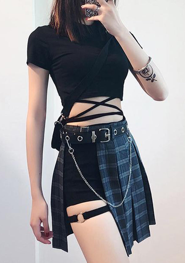 K-POP Plaid Top & Skirt Set 