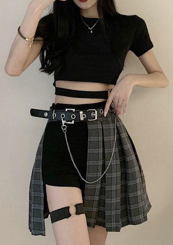 K-POP Plaid Top & Skirt Set 