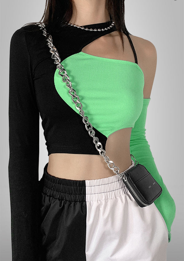 SHINING Patchwork Crop Top 