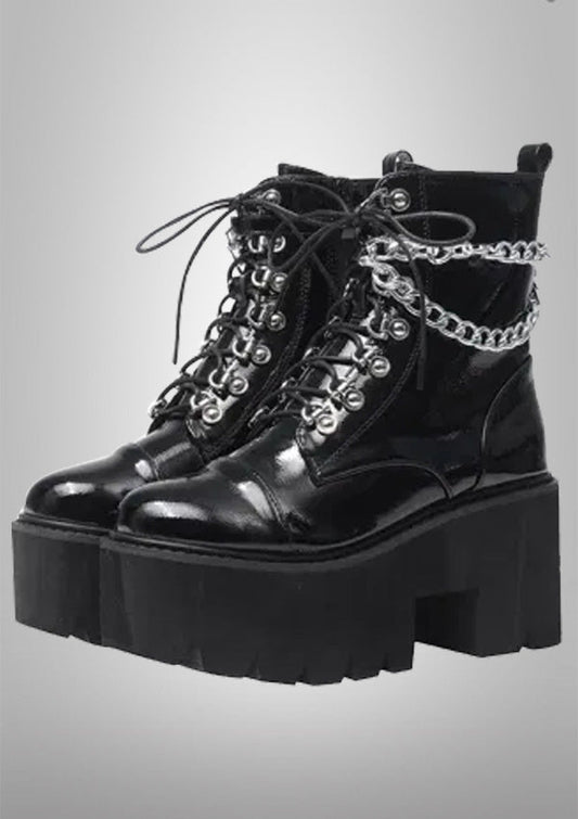 Punk Metal Chains Ankle Boots 