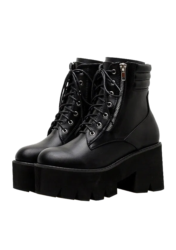 Punk Style High Platform Black Shoes 