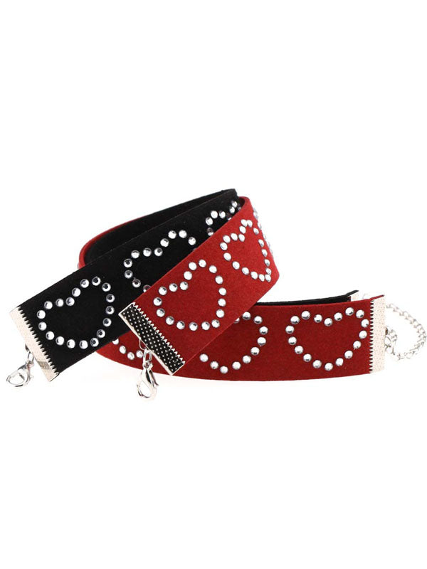 Velvet Microfiber Rivet Heart Choker 