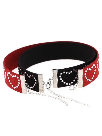 Velvet Microfiber Rivet Heart Choker 