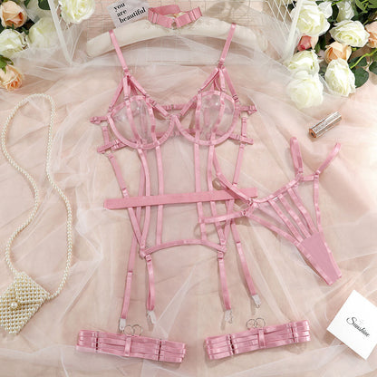 New sexy lingerie set perspective webbing stitching