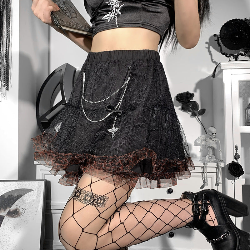 Gothic dark decorative chains bubble tutu skirt