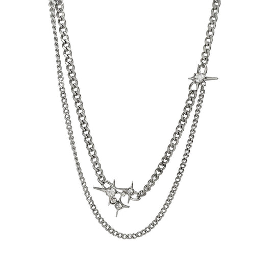 Mojoyce-SHARP DOUBLE CHAIN NECKLACE 