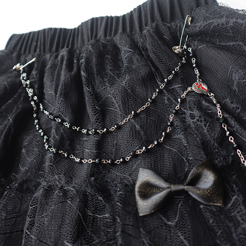 Gothic dark decorative chains bubble tutu skirt