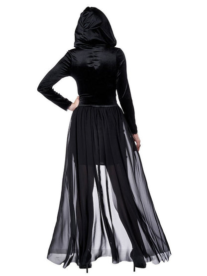 Gothic Halloween Lace Hooded Dress Witch Dress