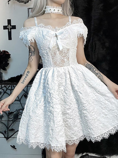 Gothic Mesh See Through Sensual A-line Dresses Lolita Cute Women Dress