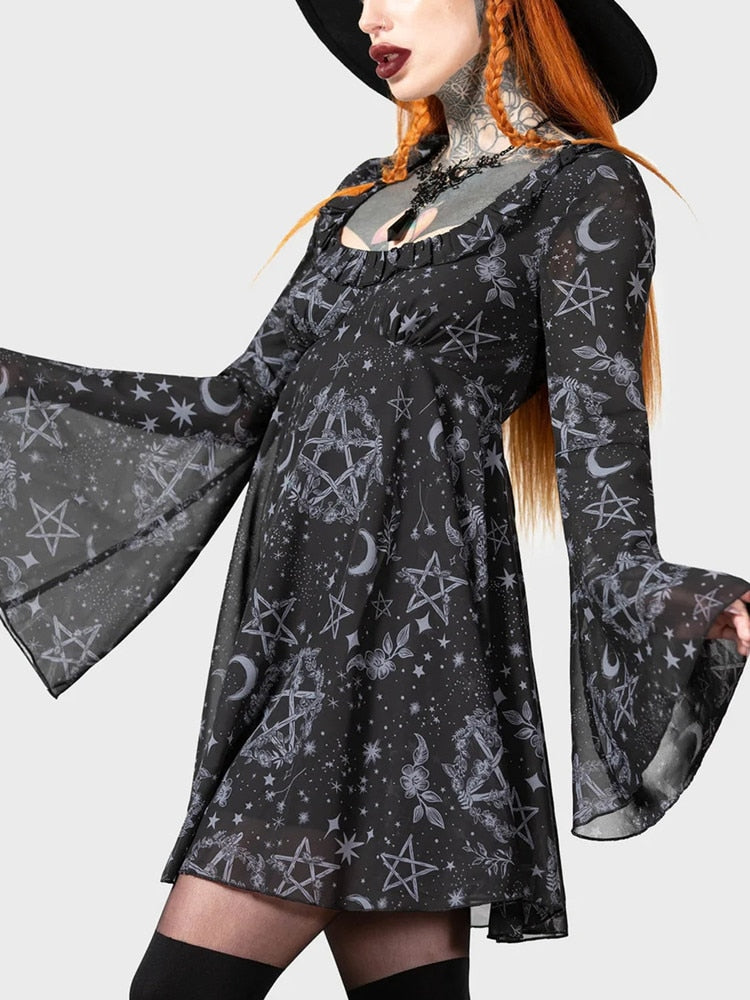 Grunge Aesthetic Gothic Pentagram Moon Dress