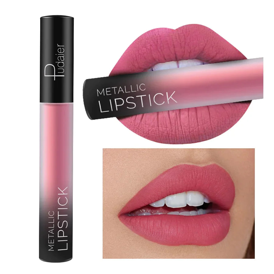 Pudaier Waterproof Nude Tint Liquid Lipstick Smooth Cosmetics Matte Lip Gloss Makeup Colorful Lipgloss Cream Make up Glosses