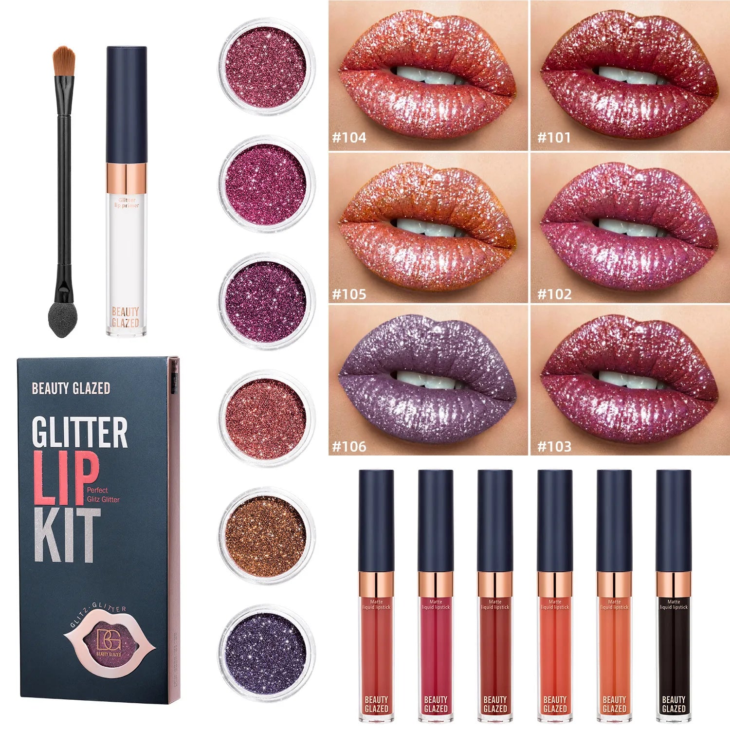 Sexy GLAZED Glitter Lip Gloss Set