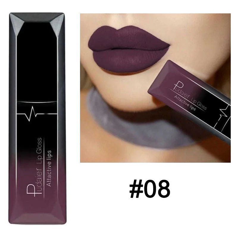 Matte Liquid Lipstick Waterproof Long Lasting Lip Gloss Tint Sexy Red Nude Purple Metallic Lipsticks Makeup Cosmetics