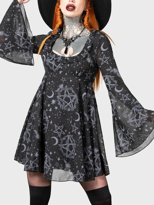 Grunge Aesthetic Gothic Pentagram Moon Dress