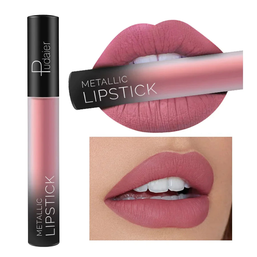 Pudaier Waterproof Nude Tint Liquid Lipstick Smooth Cosmetics Matte Lip Gloss Makeup Colorful Lipgloss Cream Make up Glosses