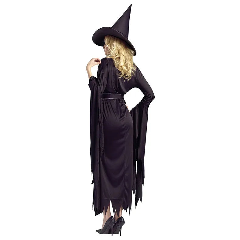 Sensual Black Muslin Witch Cosplay Costume Halloween & Stage Performance & Party