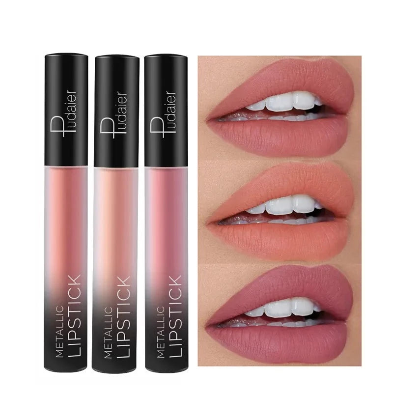 Pudaier Waterproof Nude Tint Liquid Lipstick Smooth Cosmetics Matte Lip Gloss Makeup Colorful Lipgloss Cream Make up Glosses