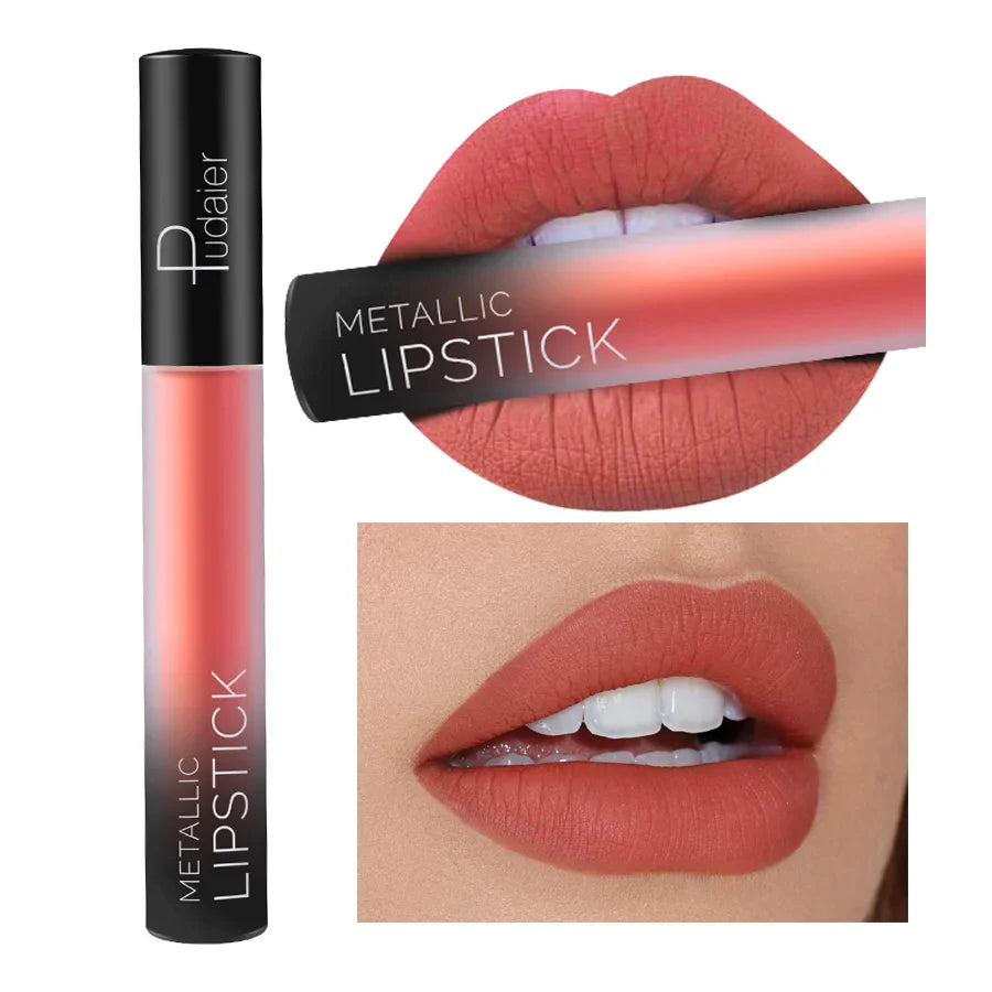 Pudaier Waterproof Nude Tint Liquid Lipstick Smooth Cosmetics Matte Lip Gloss Makeup Colorful Lipgloss Cream Make up Glosses