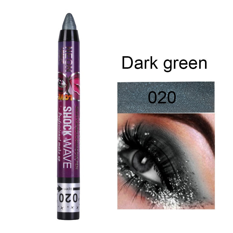 36 Color Eye Shadow Pen Waterproof 2 In 1 Not Smudge Eye Shadow Stick Lip Makeup Pen Glitter Shimmer Long-lasting Eye Shadow Pen