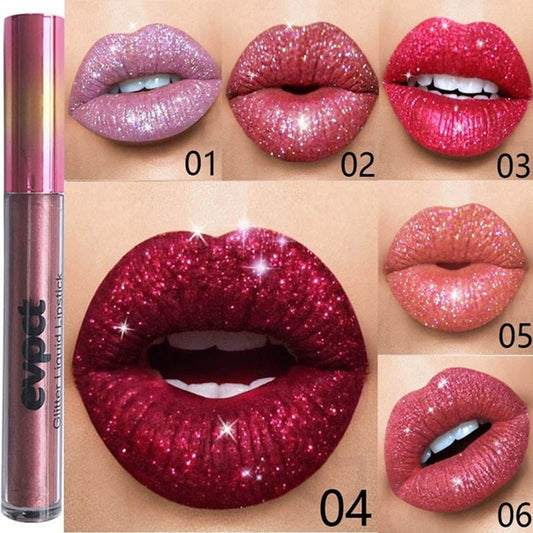 Tineit Diamond Lip Gloss 15 Colors Sexy Shimmer Glitter Matte Liquid Lipstick Long Lasting Waterproof Pearl Velvet Lipgloss Lip Makeup